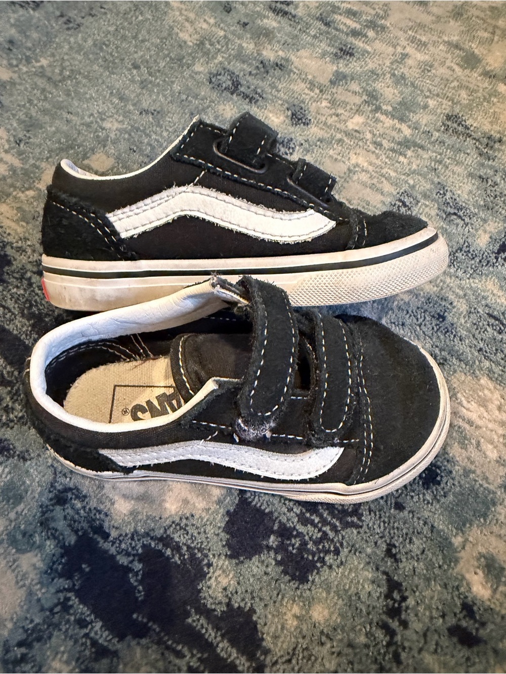Vans Kids Black & White Velcro Skate Shoes